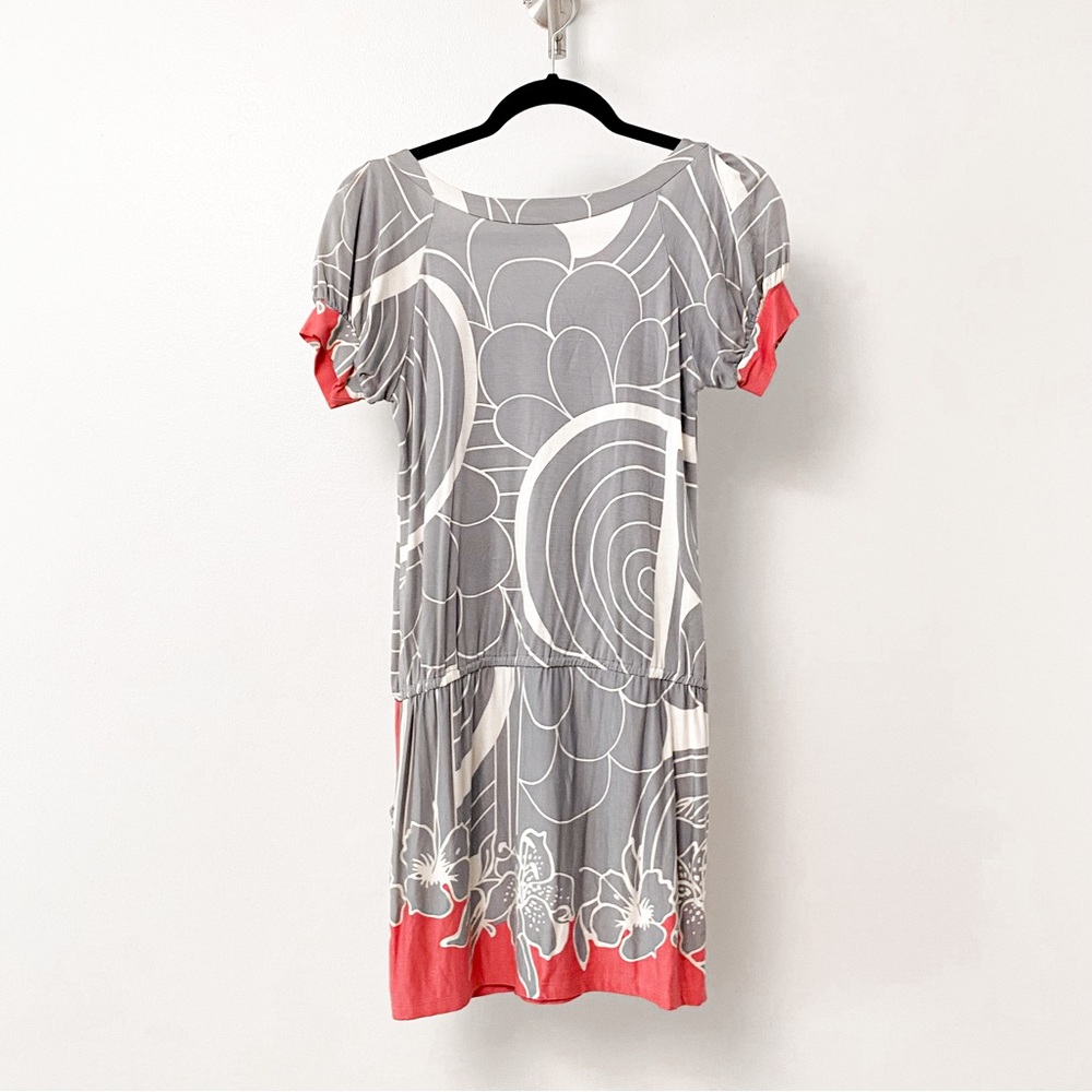KLD Signature Preppy Spring Chic Short Sleeve Casual Mini Dress Gray Medium - Picture 2 of 8